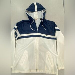 IZOD Lacoste Men's XL Navy Blue and White Windbreaker zip up. Vintage
